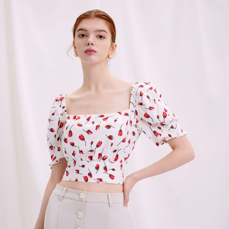 商品[国内直发] Petite Studio NYC|Abigail上衣-玫瑰印花 | Abigail Top - Rose Print,价格¥231,第1张图片