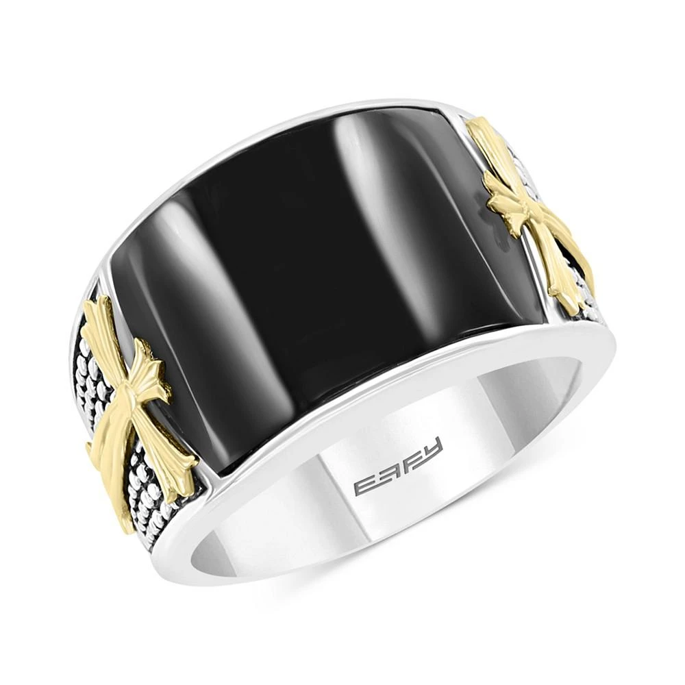 商品Effy|EFFY® Men's Onyx Cross Ring in Sterling Silver & 18k Gold-Plate,价格¥1671,第1张图片