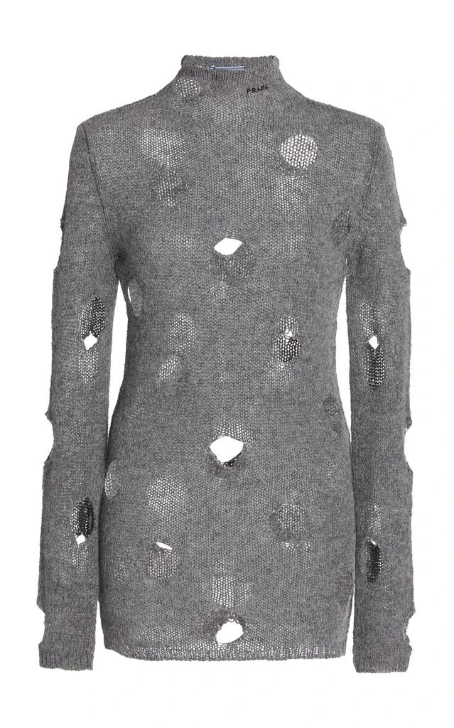 商品Prada|Prada - Distressed Wool Turtleneck Top - Grey - IT 44 - Moda Operandi,价格¥8246,第1张图片