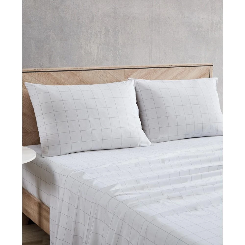 商品Kenneth Cole|Holden Grid Cotton Percale Under 200-Thread Count 4 Piece King Sheet Set,价格¥1113,第4张图片详细描述