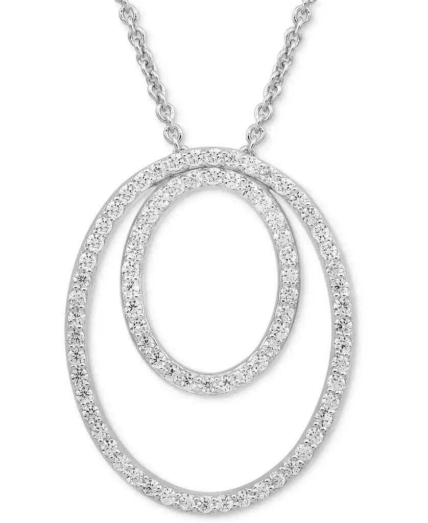 商品Macy's|Diamond Openwork Double Oval 18" Pendant Necklace (1/2 ct. t.w.) in Sterling Silver,价格¥8756,第1张图片