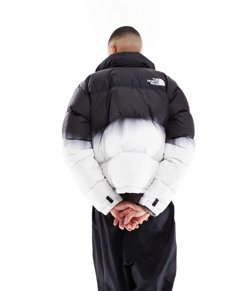 商品The North Face|The North Face '96 Retro Nuptse down puffer jacket in black and white dip dye,价格¥3196,第3张图片详细描述