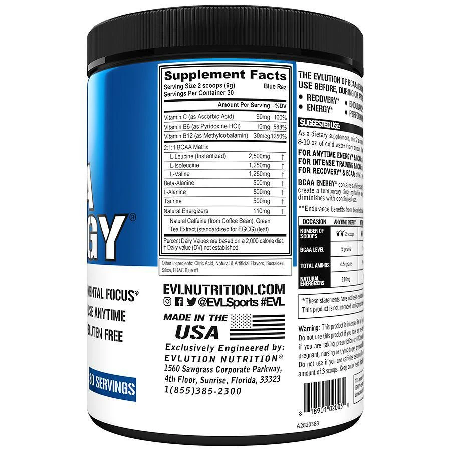 商品Evlution Nutrition|BCAA Energy Blue Raz,价格¥108,第2张图片详细描述