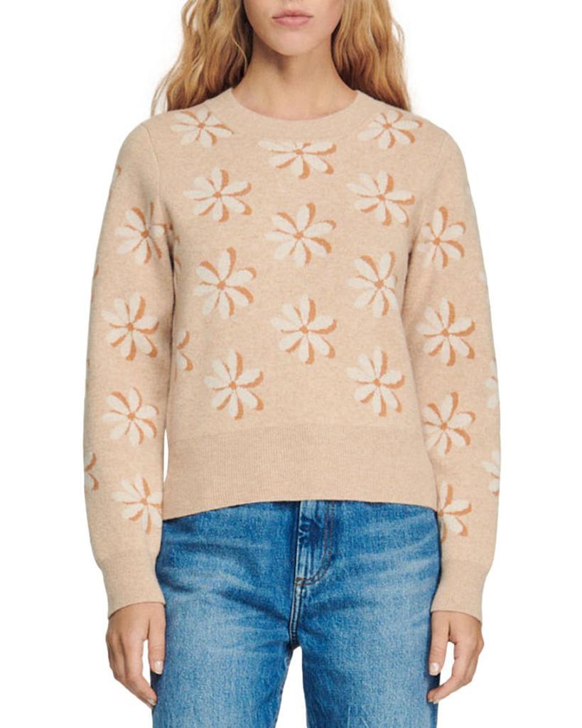 商品Sandro|Anguila Floral Print Sweater,价格¥1447,第1张图片
