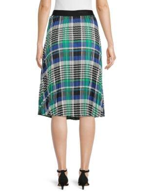 Plaid Pleated Midi Skirt商品第2张图片规格展示