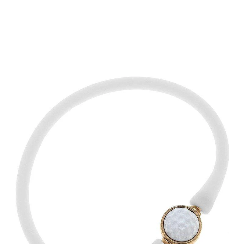 商品Canvas Style|Enamel Golf Ball Silicone Bali Bracelet In White,价格¥210,第1张图片