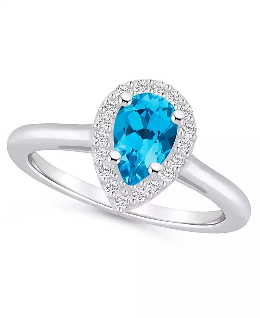 商品Macy's|Blue Topaz (1 ct. t.w.) and Diamond (1/5 ct. t.w.) Halo Ring in 14K White Gold,价格¥22144,第1张图片