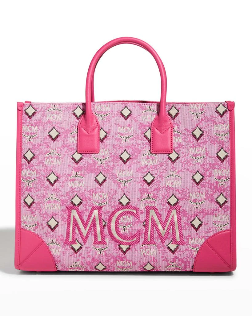 商品MCM|Munchen Large Distressed Monogram Tote Bag,价格¥7510,第1张图片