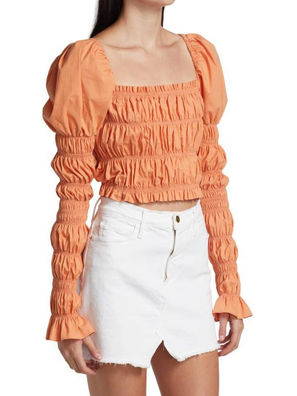 商品CAROLINE CONSTAS|Delilah Smocked Crop Top,价格¥530,第3张图片详细描述