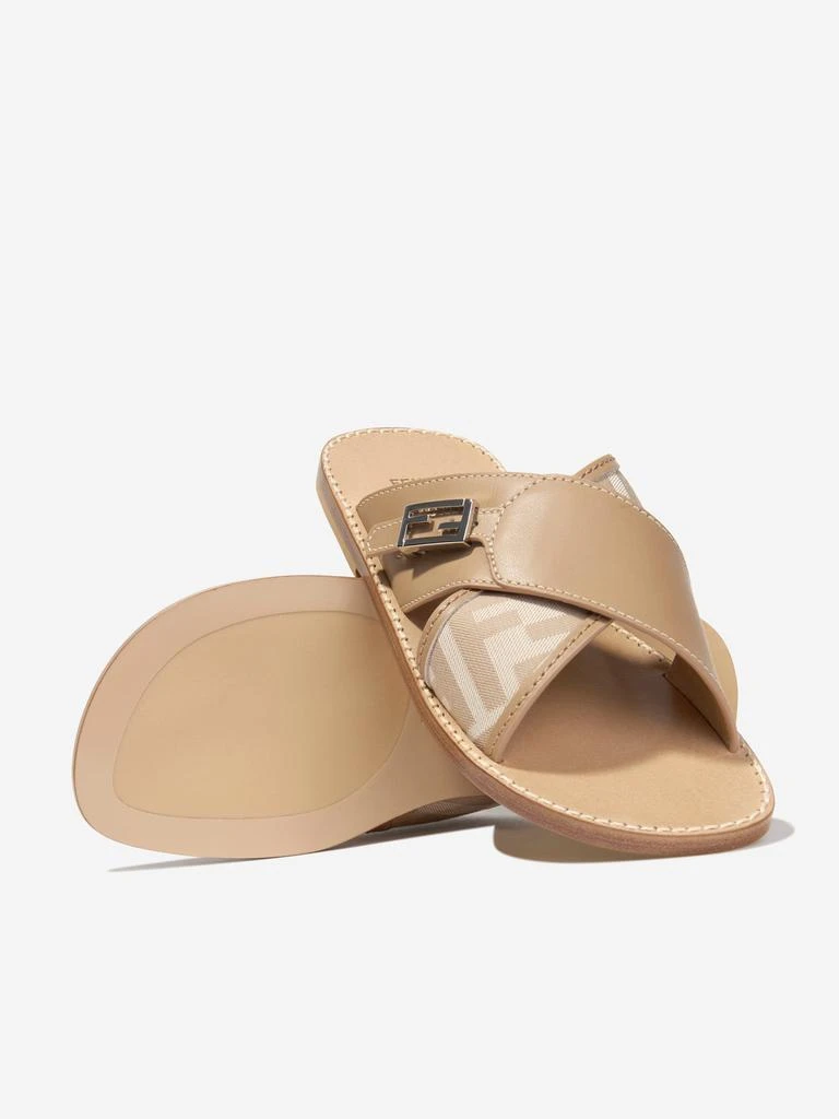 商品Fendi|Fendi Girls Leather FF Logo Sandals in Beige,价格¥2428,第2张图片详细描述