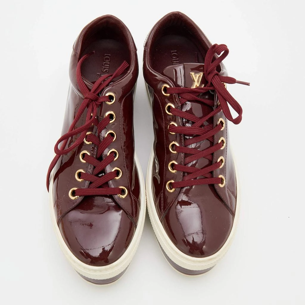 商品[二手商品] Louis Vuitton|Louis Vuitton Burgundy Patent Leather Lace Up Platform Sneakers Size 38,价格¥3063,第3张图片详细描述