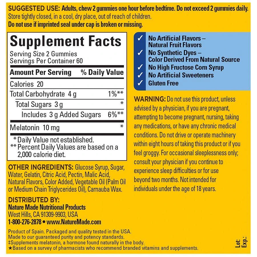 商品Nature Made|Melatonin 10 mg Gummies,价格¥201,第4张图片详细描述