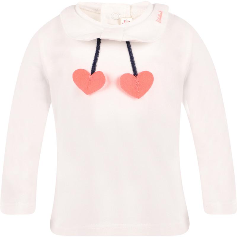 Love hearts detailing long sleeved shirt and mesh bows detailing track pants set in white and navy商品第2张图片规格展示