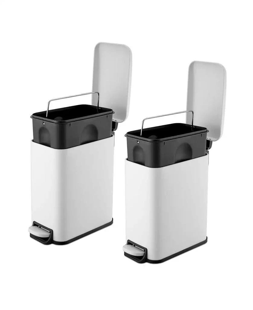 商品QualiaZero|Two 1.3 Gallon Slim Step On Trash Can Set, 2 Pieces, Twin Pack,价格¥202,第2张图片详细描述