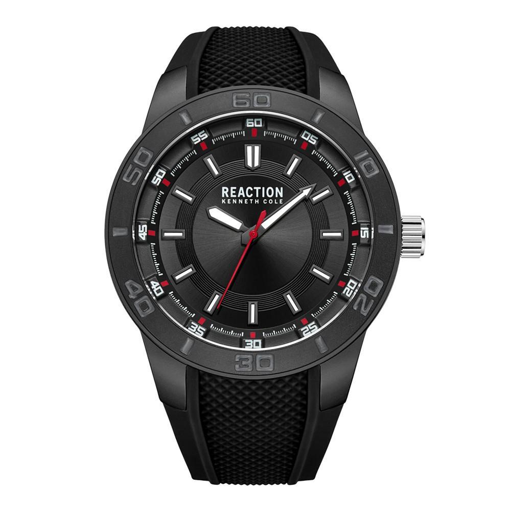 商品Kenneth Cole|Men's Sporty Three Hand Black Silicon Strap Watch, 49mm,价格¥553,第1张图片