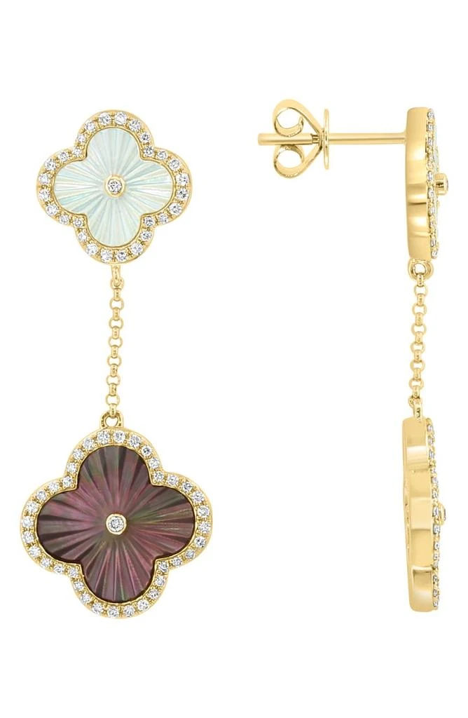 商品Effy|14k Gold Diamond Mother of Pearl Floral Drop Earrings - 0.46ct.,价格¥12298,第1张图片