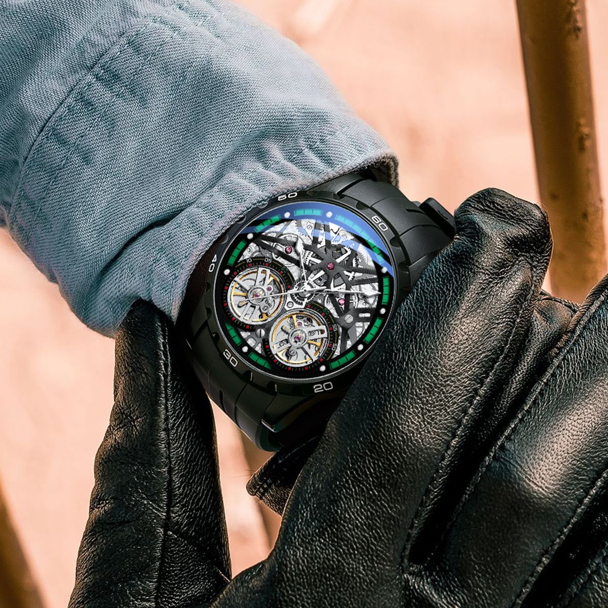 马克华菲品牌新款防水潮流手表创意圆形休闲手表男机械表商品第4张图片规格展示