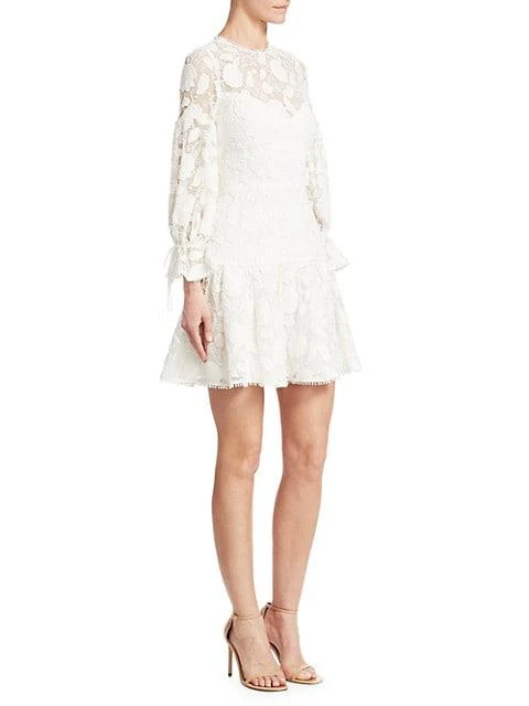 商品Monique Lhuillier|Floral Lace &amp; Mesh Cocktail Dress,价格¥3717,第4张图片详细描述