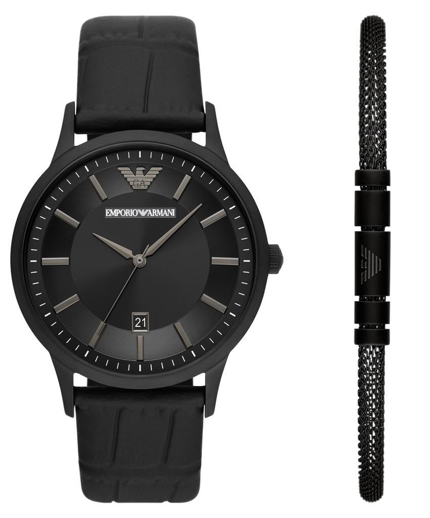 商品Emporio Armani|Emporio Armani Quartz Black Dial Mens Watch Set AR80057,价格¥778,第1张图片