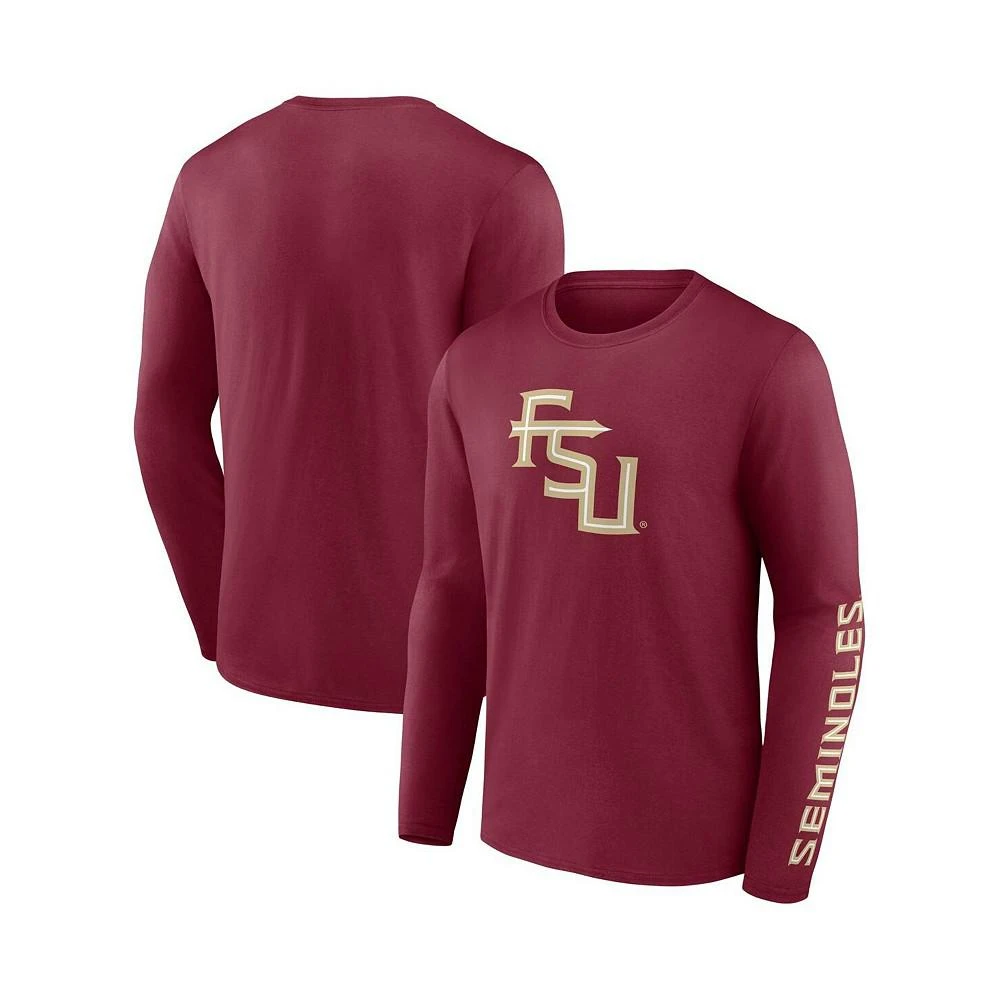 商品Fanatics|Men's Branded Garnet Florida State Seminoles Double Time 2-Hit Long Sleeve T-shirt,价格¥261,第1张图片