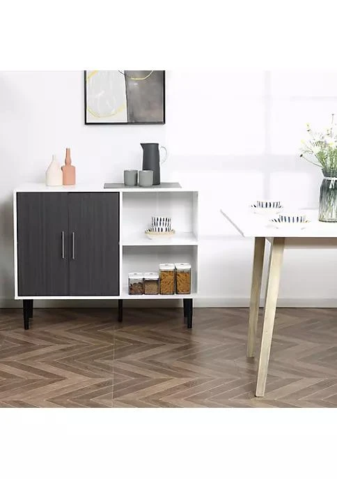商品HOMCOM|Sideboard Storage Cabinet With Adjustable Shelf Free Standing 2 Door Kitchen Cupboard For Dining Room Hallway Grey,价格¥905,第3张图片详细描述
