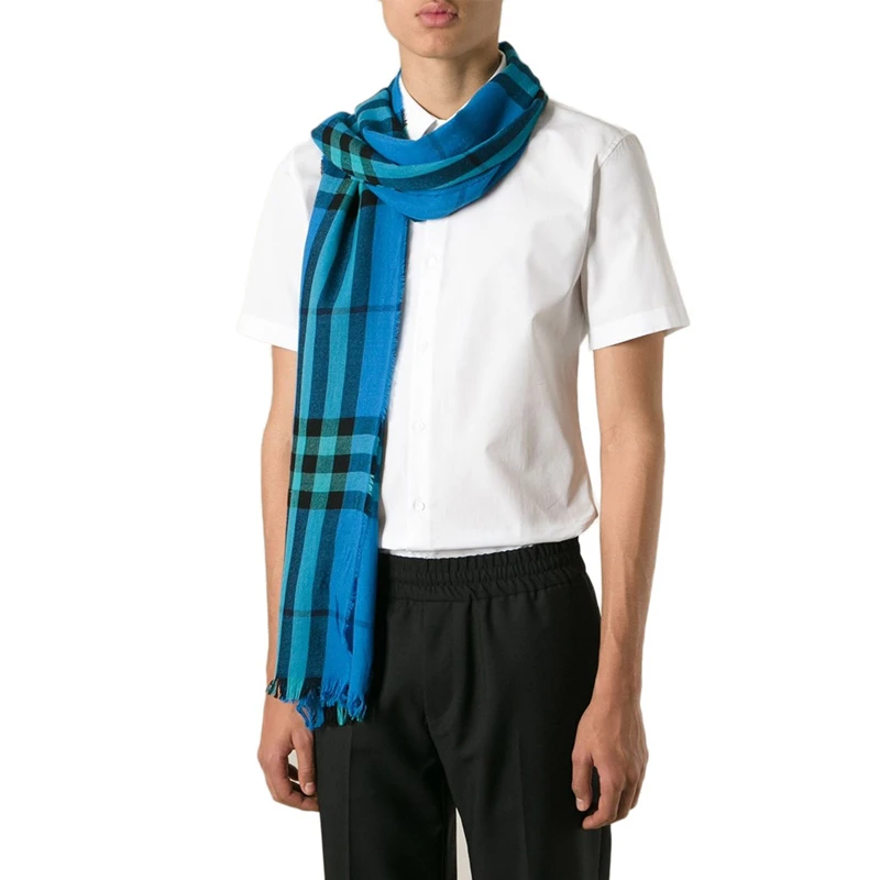 Burberry 博柏利 蓝色羊绒美利诺羊毛围巾 3962634 商品