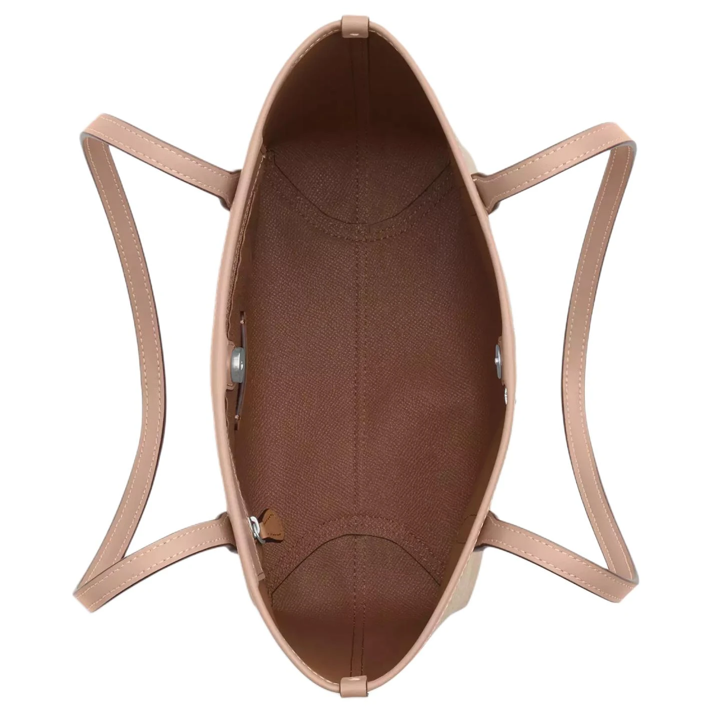 商品[国内直发] Coach|蔻驰 City 23 经典老花金属徽标 涂层帆布拼皮革 托特包Tote包购物袋单肩手提包 中号 女款 银色拼沙色,价格¥1729,第4张图片详细描述