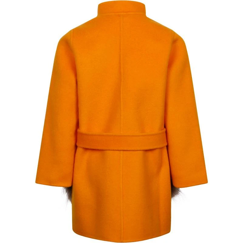 商品Butka Fur|Fur detailing woolen coat in orange,价格¥4748,第2张图片详细描述