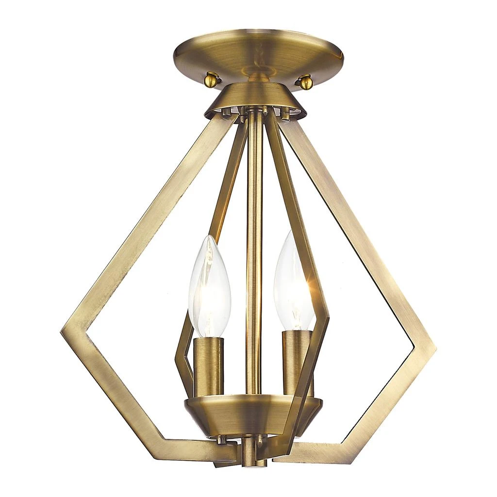 商品Livex Lighting|Two Light Antique Brass Convertible Mini Chandelier/Ceiling Mount,价格¥1133,第4张图片详细描述