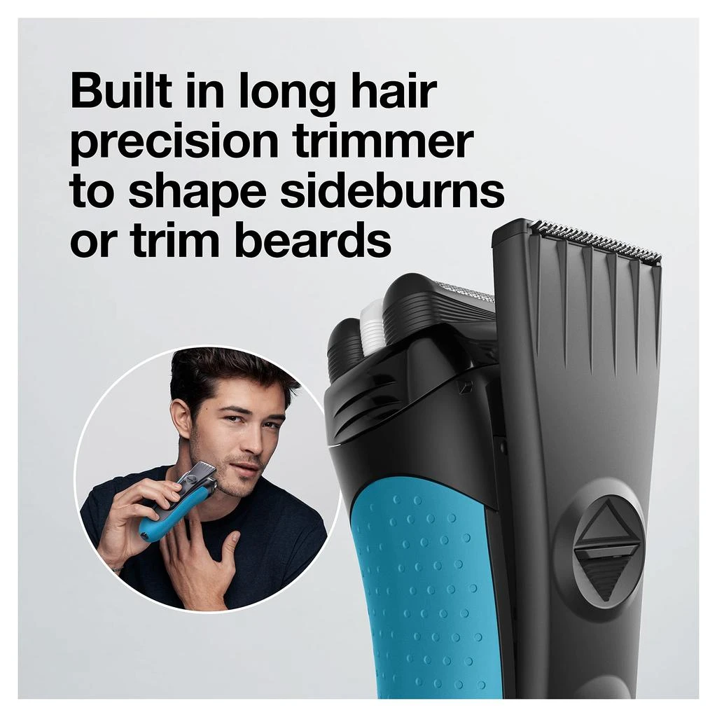 Braun Electric Series 3 Razor with Precision Trimmer, Rechargeable, Wet & Dry Foil Shaver for Men, Blue/Black, 4 Piece 商品