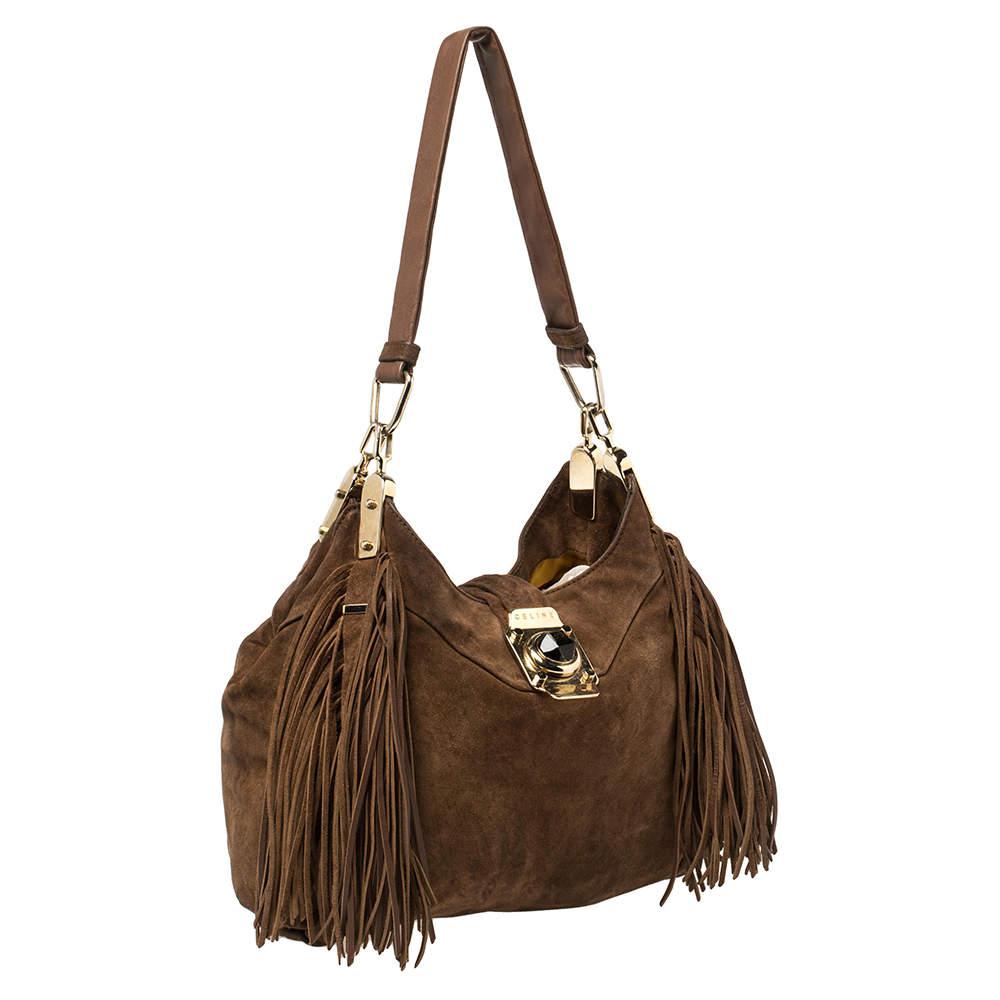 Celine Brown Suede and Leather Fringe Dimitri Shoulder Bag商品第3张图片规格展示