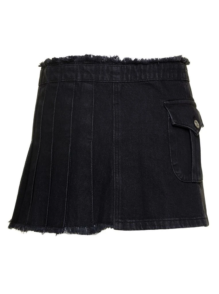 商品ANDERSSON BELL|Black Denim Pleated Mini Skirt Arron In Cotton Woman,价格¥1382,第2张图片详细描述