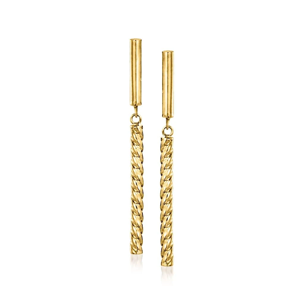 商品Ross-Simons|Ross-Simons Italian 14kt Yellow Gold Twisted Linear Bar Drop Earrings,价格¥1105,第1张图片