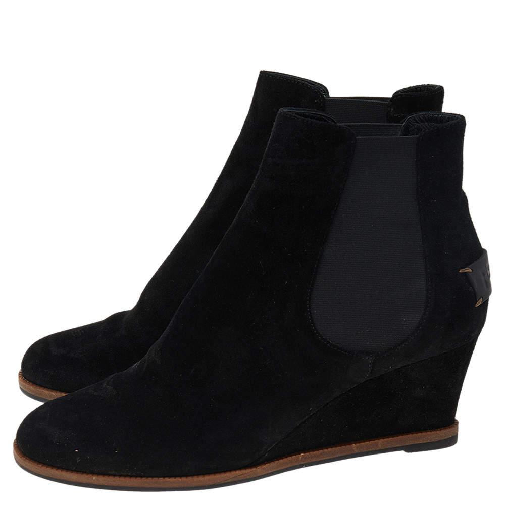 Fendi Black Suede Black Ankle Boots Size 41商品第4张图片规格展示