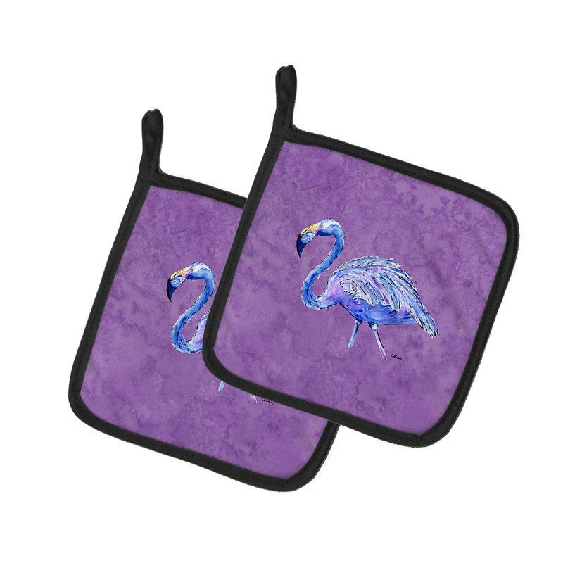 商品Caroline's Treasures|Flamingo on Purple Pair of Pot Holders,价格¥170,第1张图片