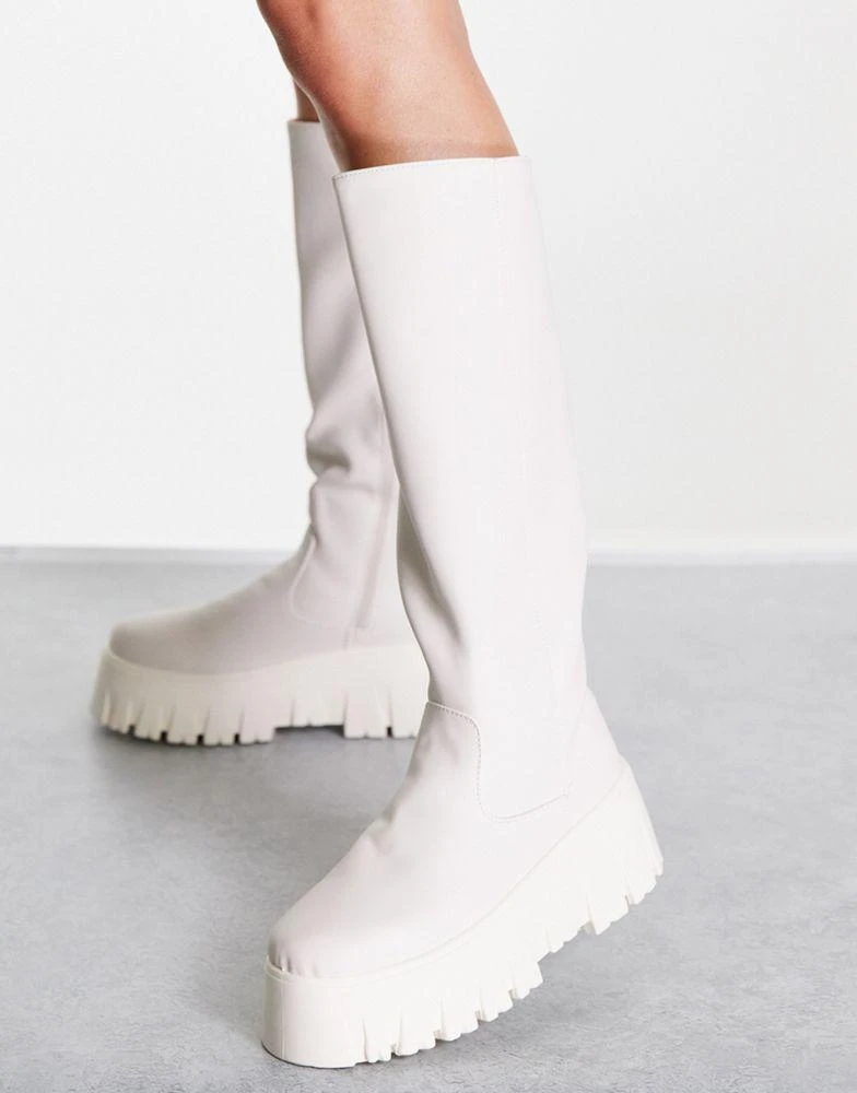 商品ASOS|ASOS DESIGN Cole chunky knee boots in off white,价格¥236,第2张图片详细描述