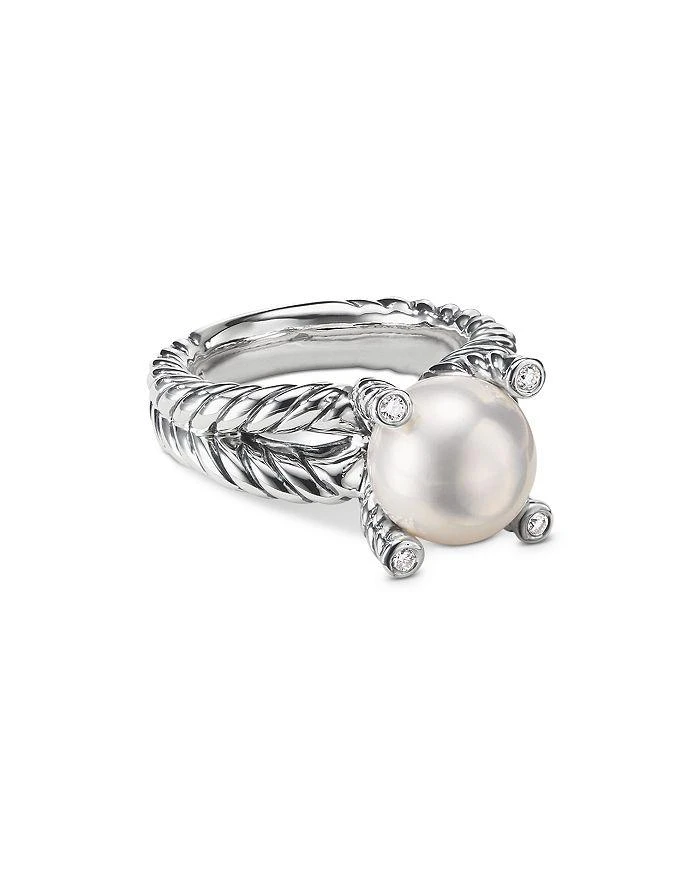 商品David Yurman|Sterling Silver Cable Collectables Cultured Freshwater Pearl & Pavé Diamond Rings,价格¥5606,第1张图片