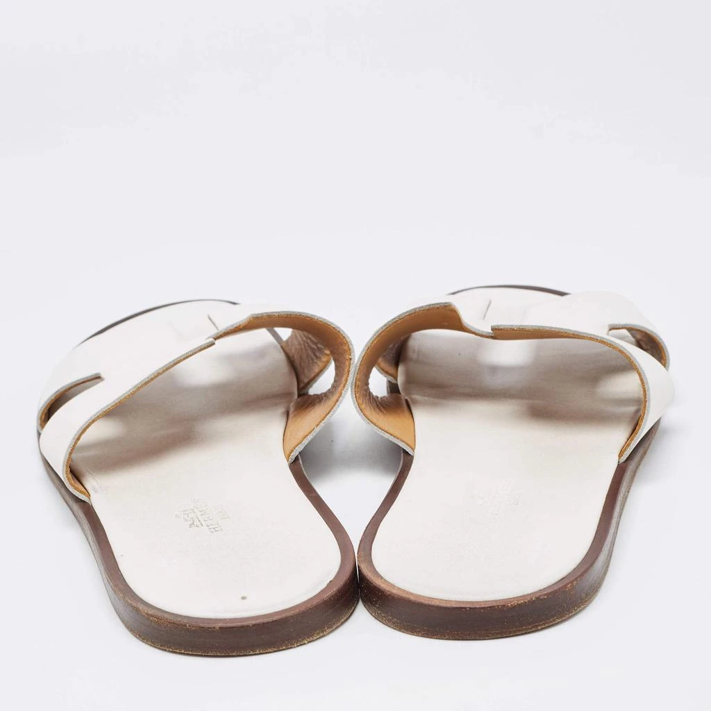 商品[二手商品] Hermes|Hermes White Leather Izmir Flat Slides Size 44,价格¥3377,第5张图片详细描述