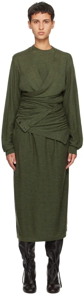 商品Lemaire|Green Twisted Midi Dress,价格¥2992,第1张图片