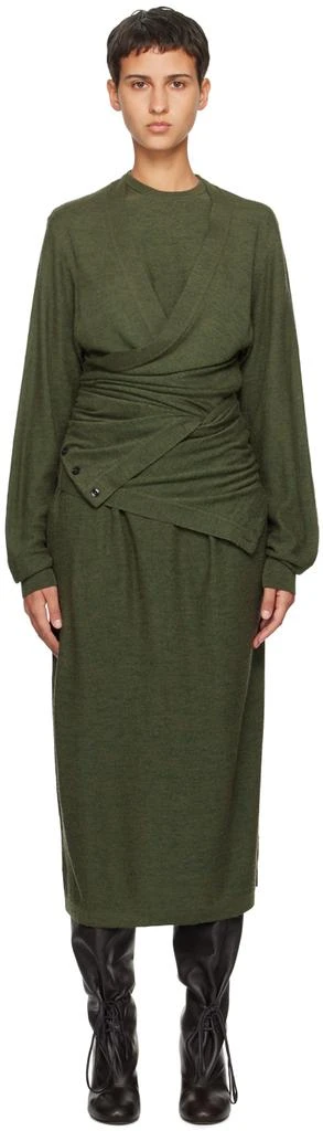 商品Lemaire|Green Twisted Midi Dress,价格¥2127,第1张图片