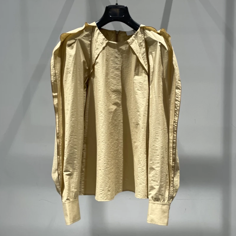 商品Chloé|CHLOE' 女士卡其色泡泡袖上衣 C21AHT09-047-275,价格¥2353,第1张图片
