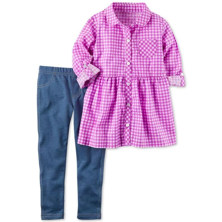 商品Carter's|2-Pc. Gingham Tunic & Jeggings Set, Baby Girls (0-24 months),价格¥58,第1张图片