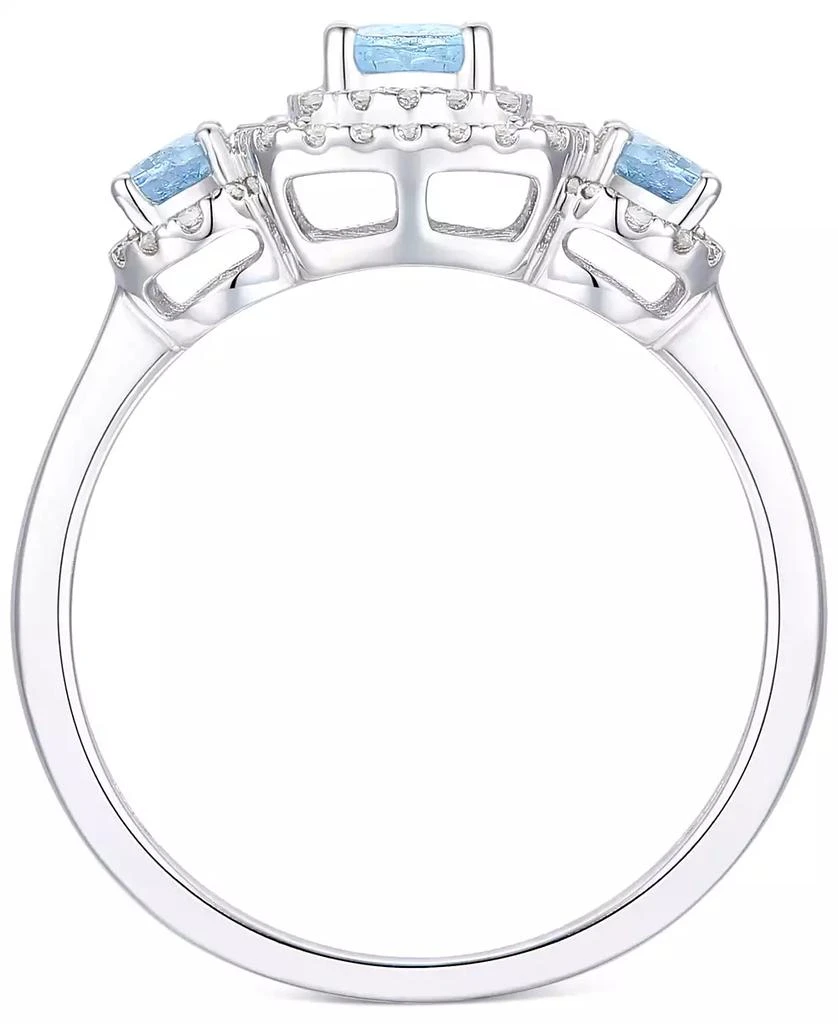 商品Macy's|Santa Maria Aquamarine (7/8 ct. t.w.) & Diamond (1/3 ct. t.w.) Three Stone Halo Ring in 14k White Gold,价格¥5235,第3张图片详细描述