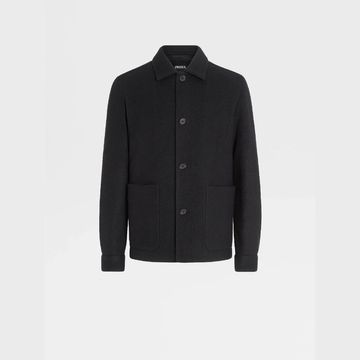 商品Zegna|【预售】 杰尼亚 24秋冬 男士 长袖衬衫 BLACK WOOL AND CASHMERE CHORE JACKET 450074-1DHAQ0,价格¥17954,第1张图片