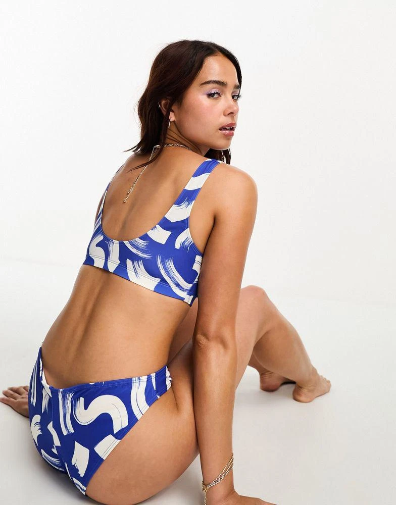 Monki Monki co-ord swirl print scoop neck bikini top in blue 3