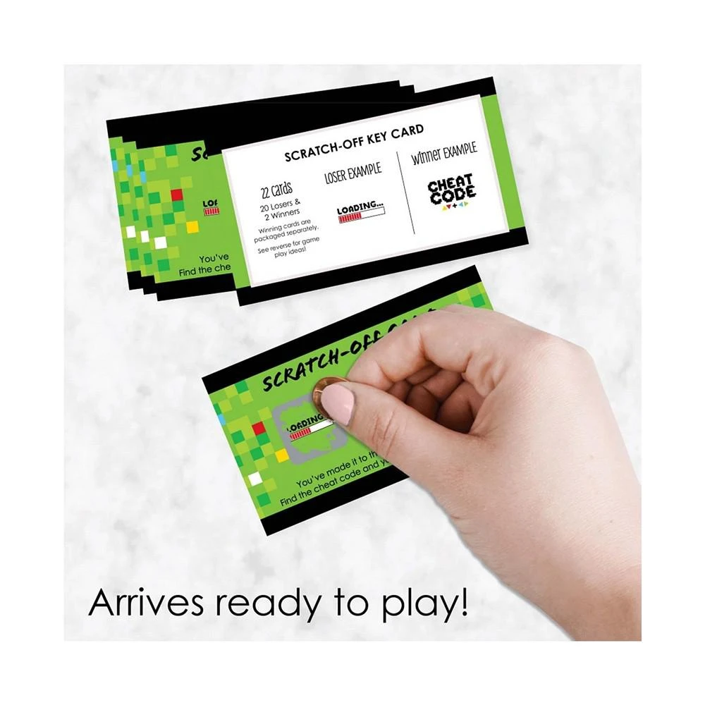 商品Big Dot of Happiness|Game Zone - Pixel Video Game Party Game Scratch Off Cards - 22 Ct,价格¥112,第3张图片详细描述