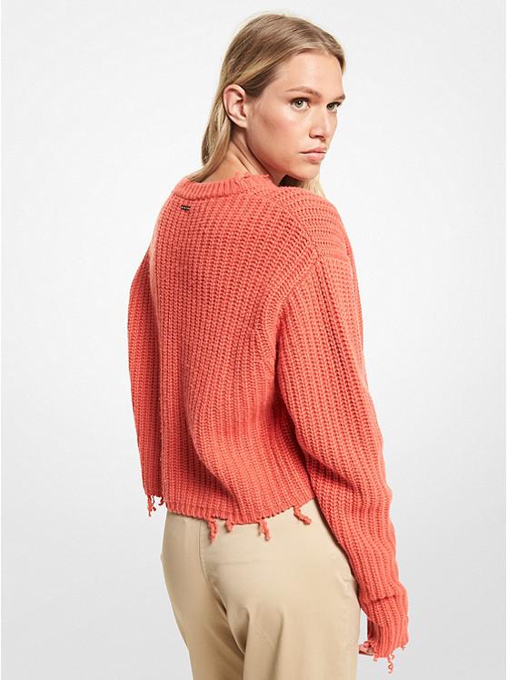 Frayed Wool Blend Cropped Sweater商品第2张图片规格展示