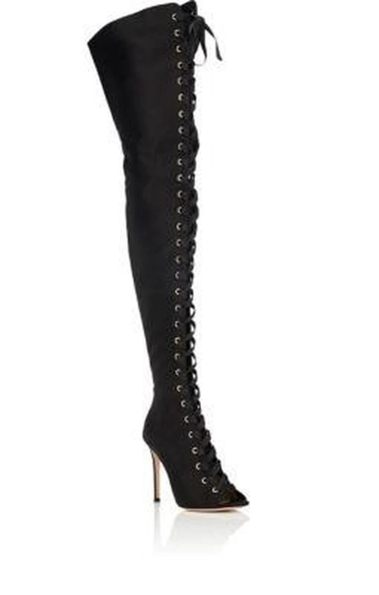 商品Gianvito Rossi|Marie Satin Cuissard Boots,价格¥6538,第2张图片详细描述