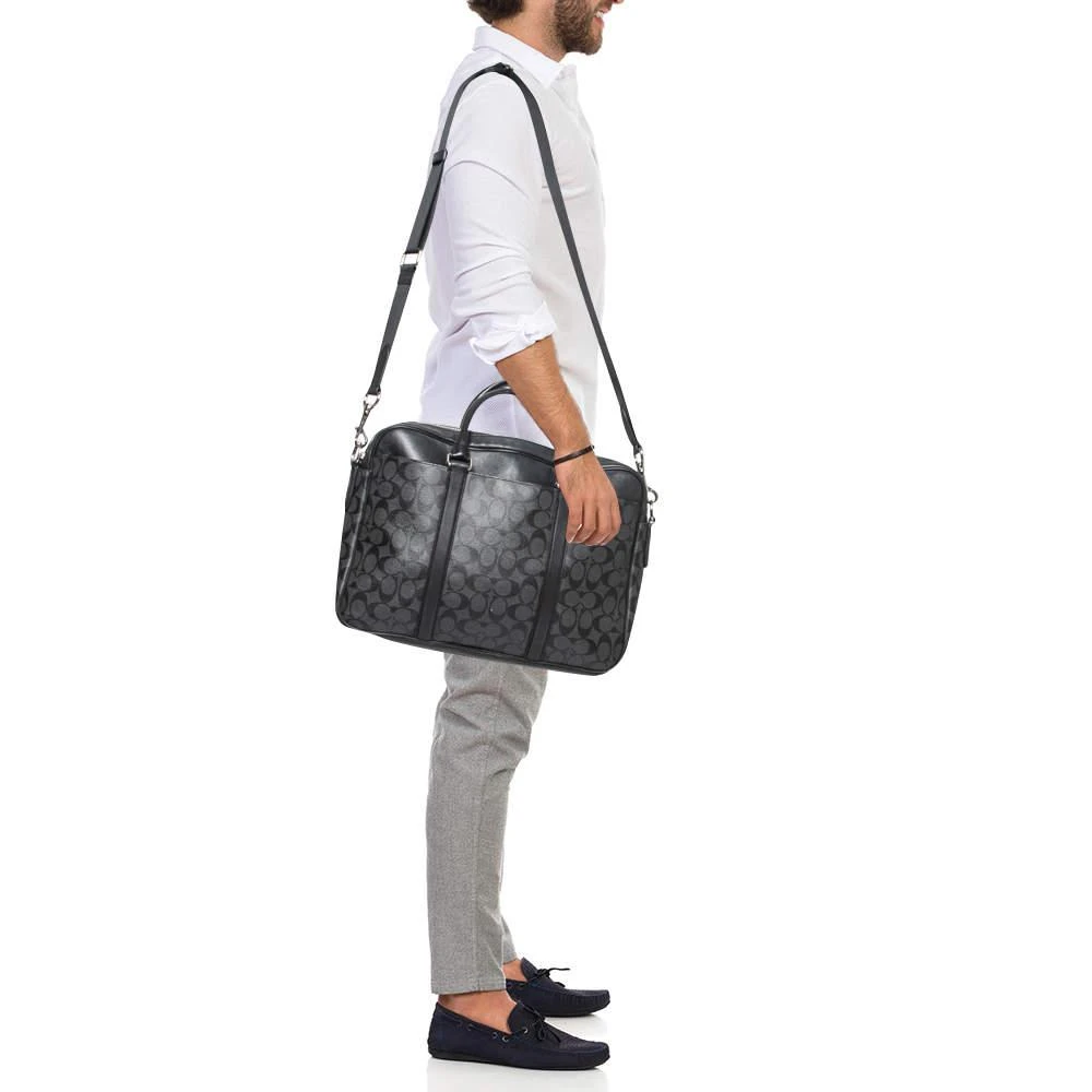 商品[二手商品] Coach|Coach Black Signature Coated Canvas and Leather Perry Slim Laptop Bag,价格¥2318,第2张图片详细描述