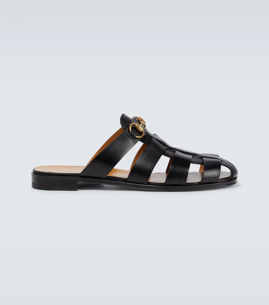 商品Gucci|Horsebit leather slippers,价格¥6715,第1张图片